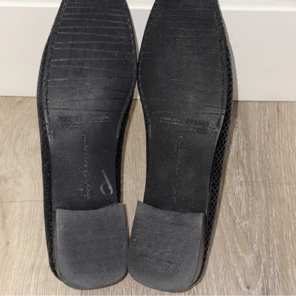 Black Stuart Weitzman Women's 8.5 N Snake Skin Slip-on Loafers W/ Rhinestones - Picture 11 of 14